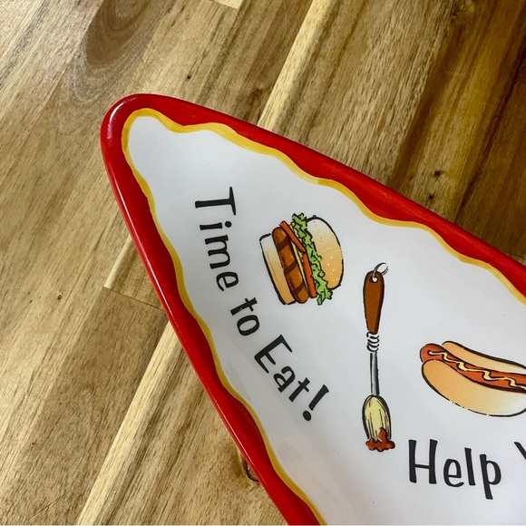 Bella Casa Ganz Skateboard Shaped Serving Platter 3 Compartment Ketchup Mustard - Picture 5 of 7